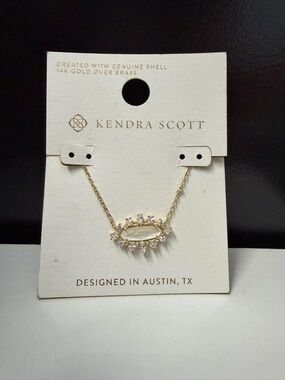 Kendra Scott Gold Shell and Crystal Halo Necklace